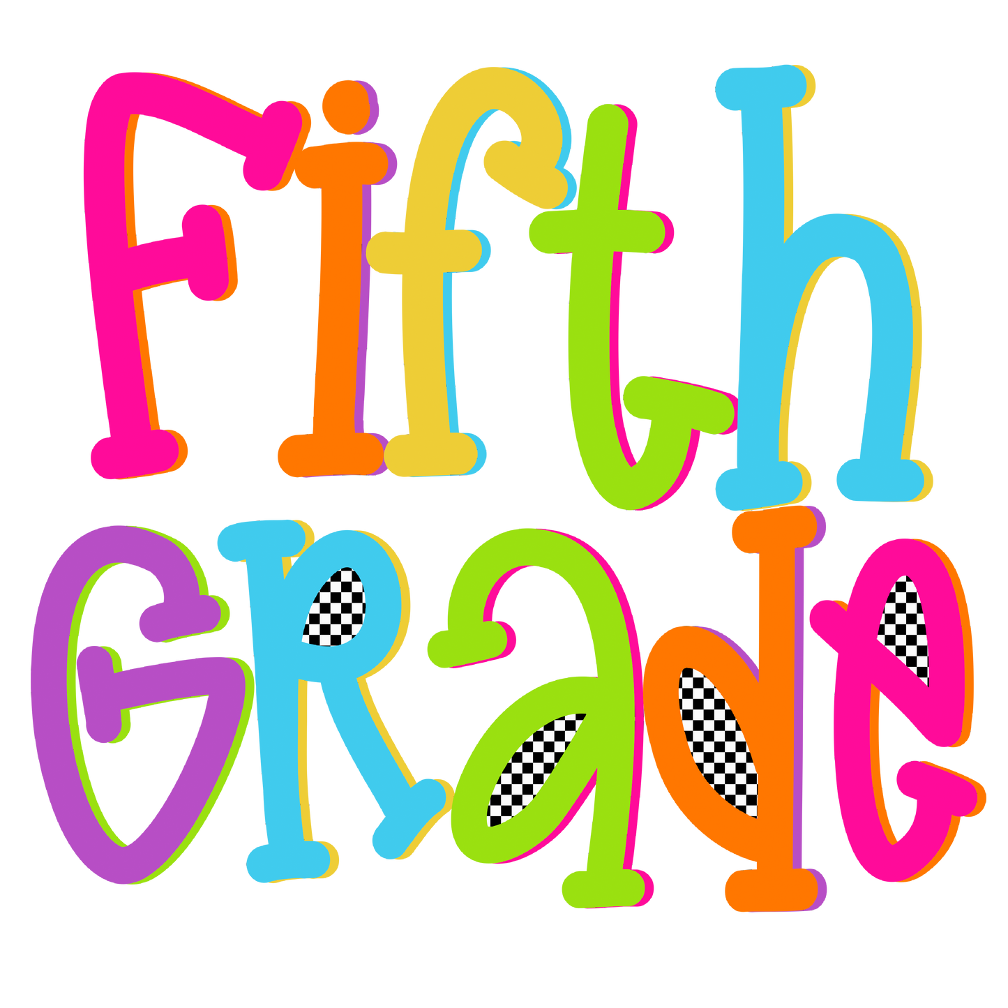 UVDTF Colored Checkered School Grades and Names UVDTF transfer