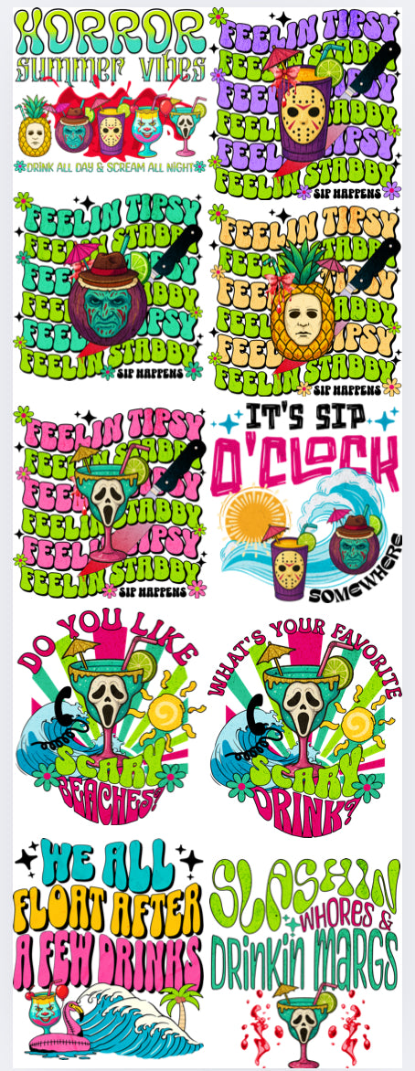 Summer Scary Drinks 60-inch premade gang sheet