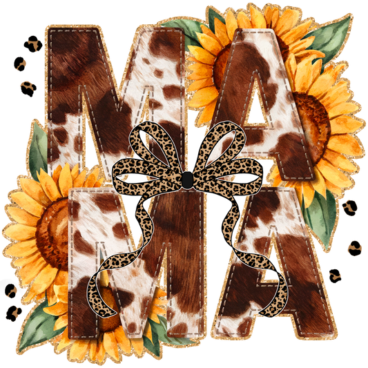 Cowhide Mama with Sunflowers