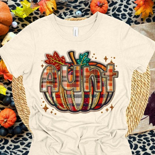 Plaid Pumpkin Aunt Tee