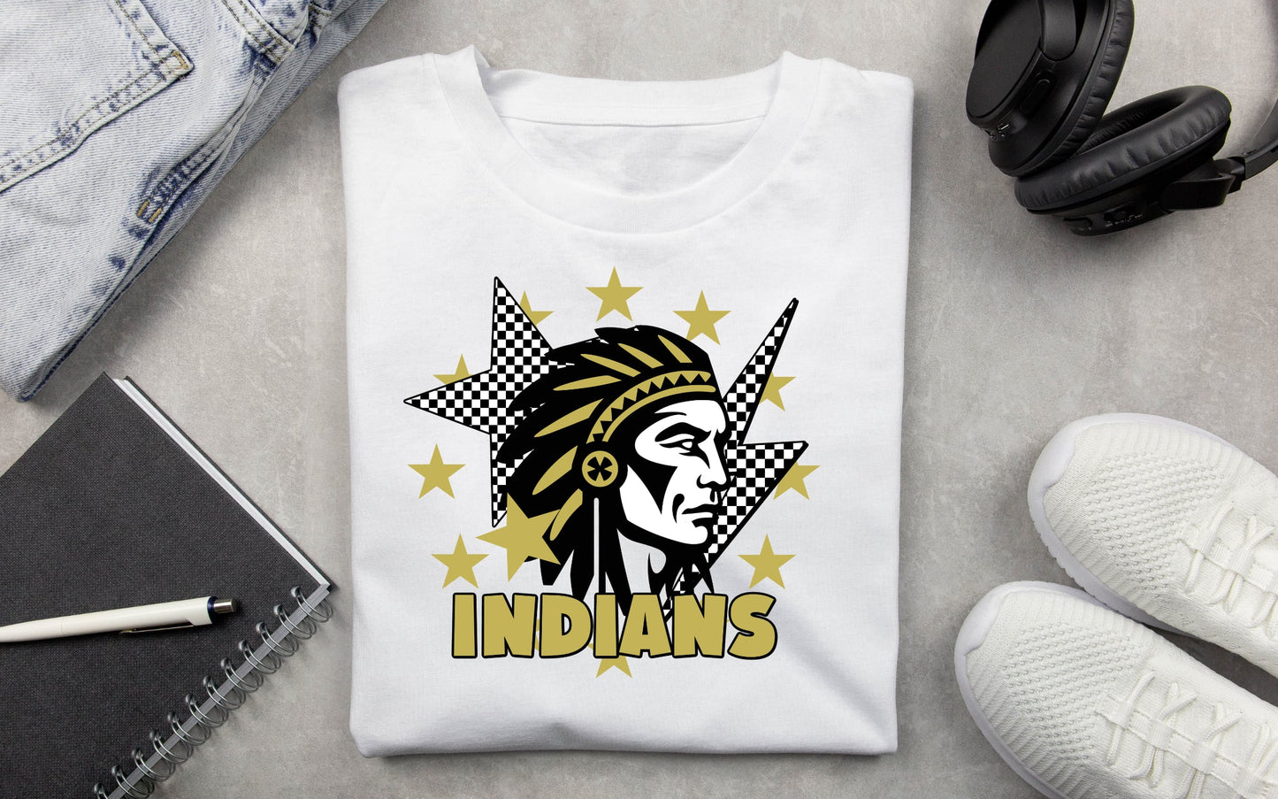 Checkered Wetumpka Indians Tee