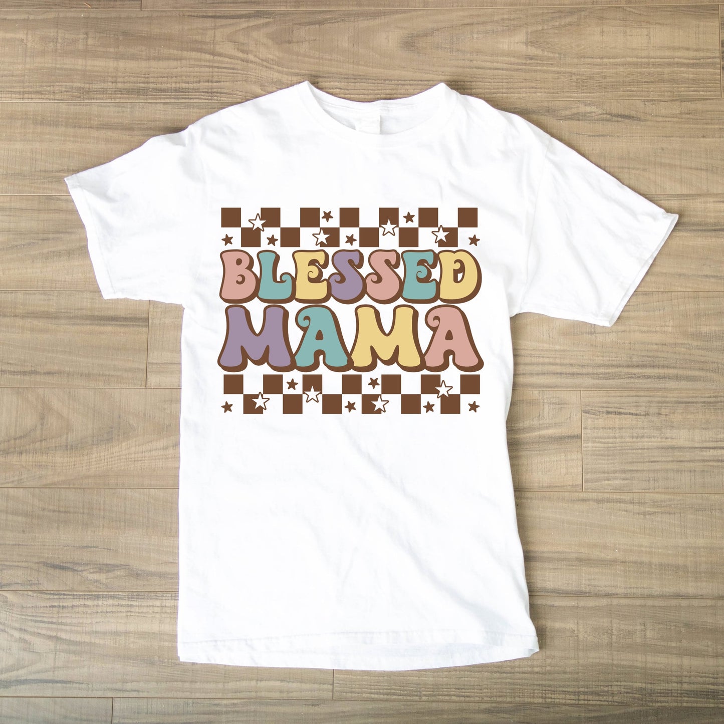 Blessed Mama Checkered Tee