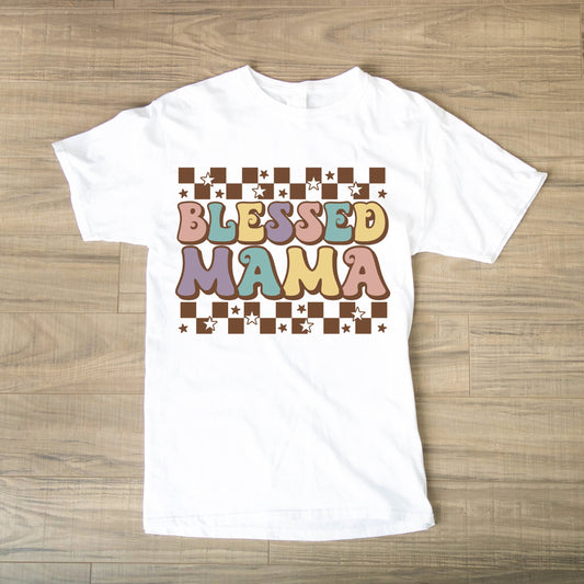 Blessed Mama Checkered Tee