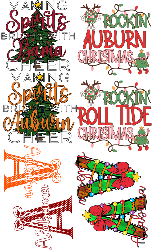 Alabama Auburn Christmas premade gang 36 inch