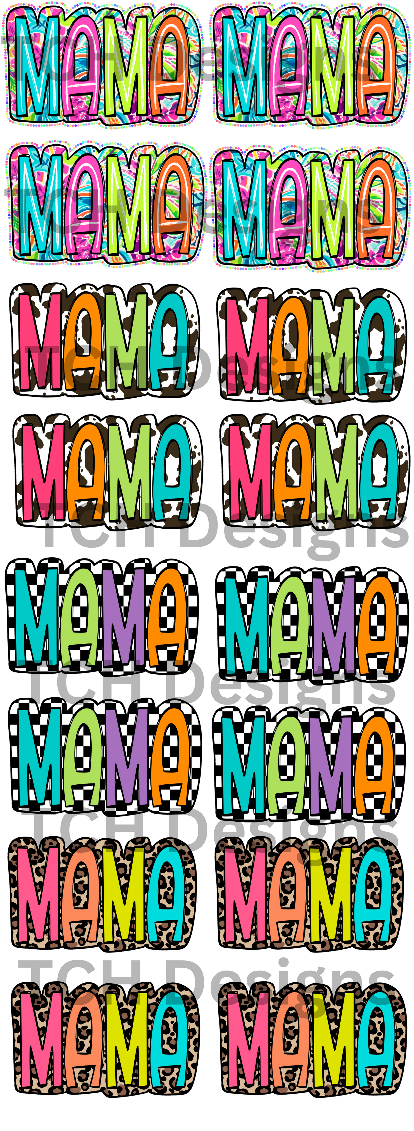 Premade Gangsheet bright colored mama