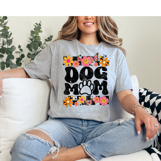 Retro Dog Mom - Flowers DTF Print