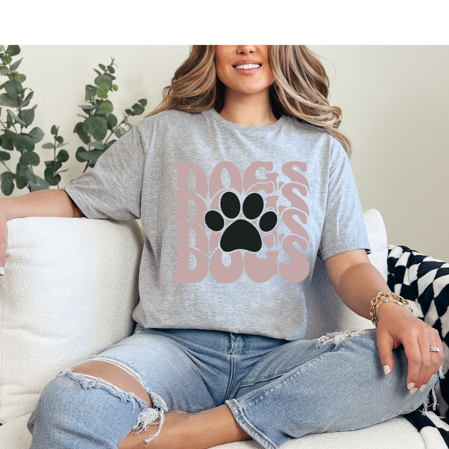 Dog with Paw Print Stacked DTF Print