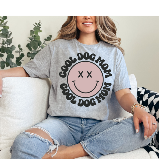 Cool Dog Mom Smiley DTF Print