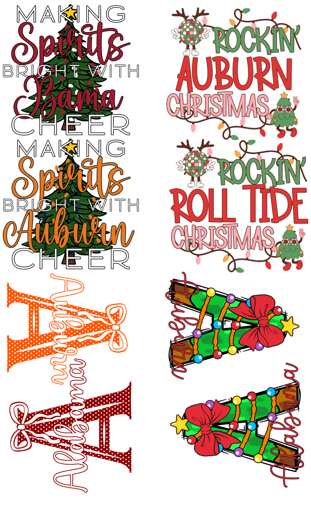 Auburn/Alabama Christmas Pre Made Gangsheet