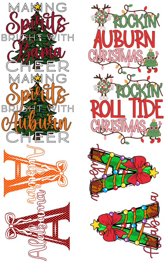 Auburn/Alabama Christmas Pre Made Gangsheet