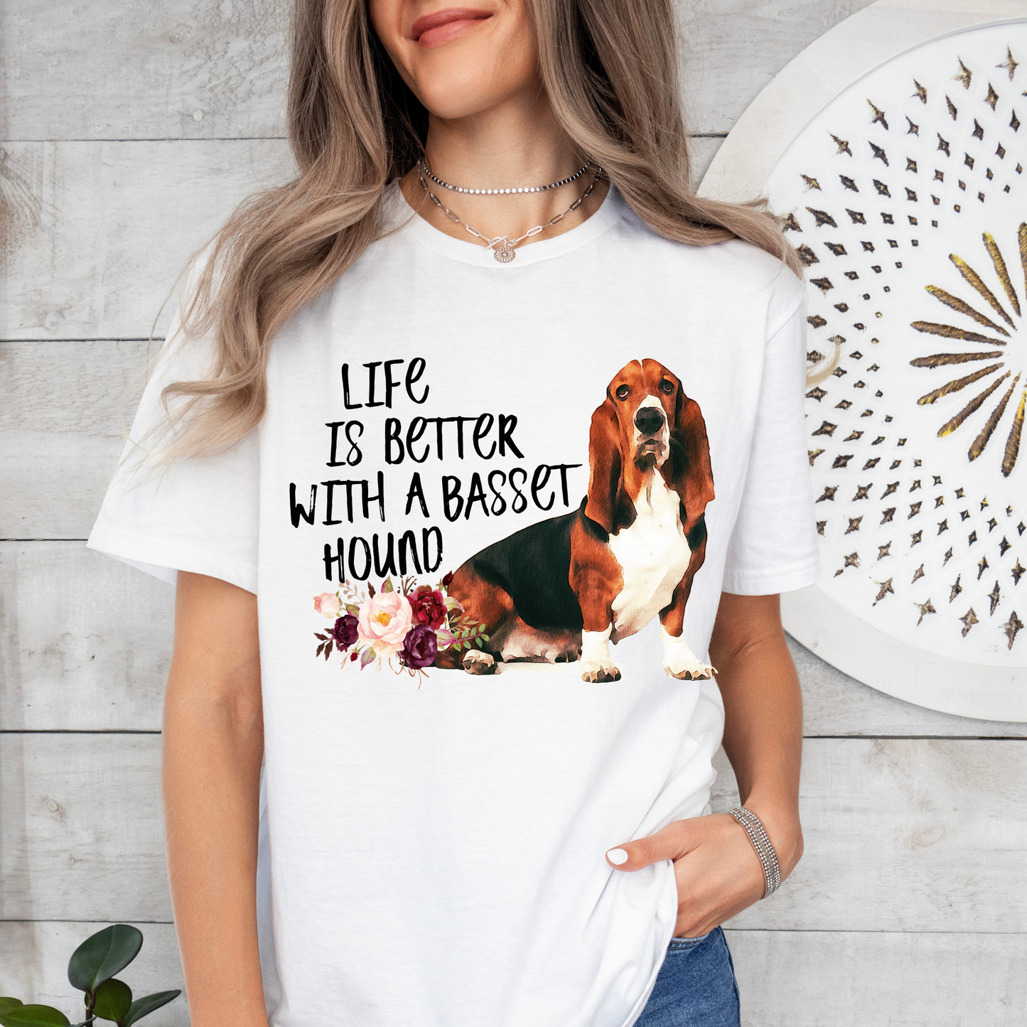 Life is better with a basset hound DTF Print