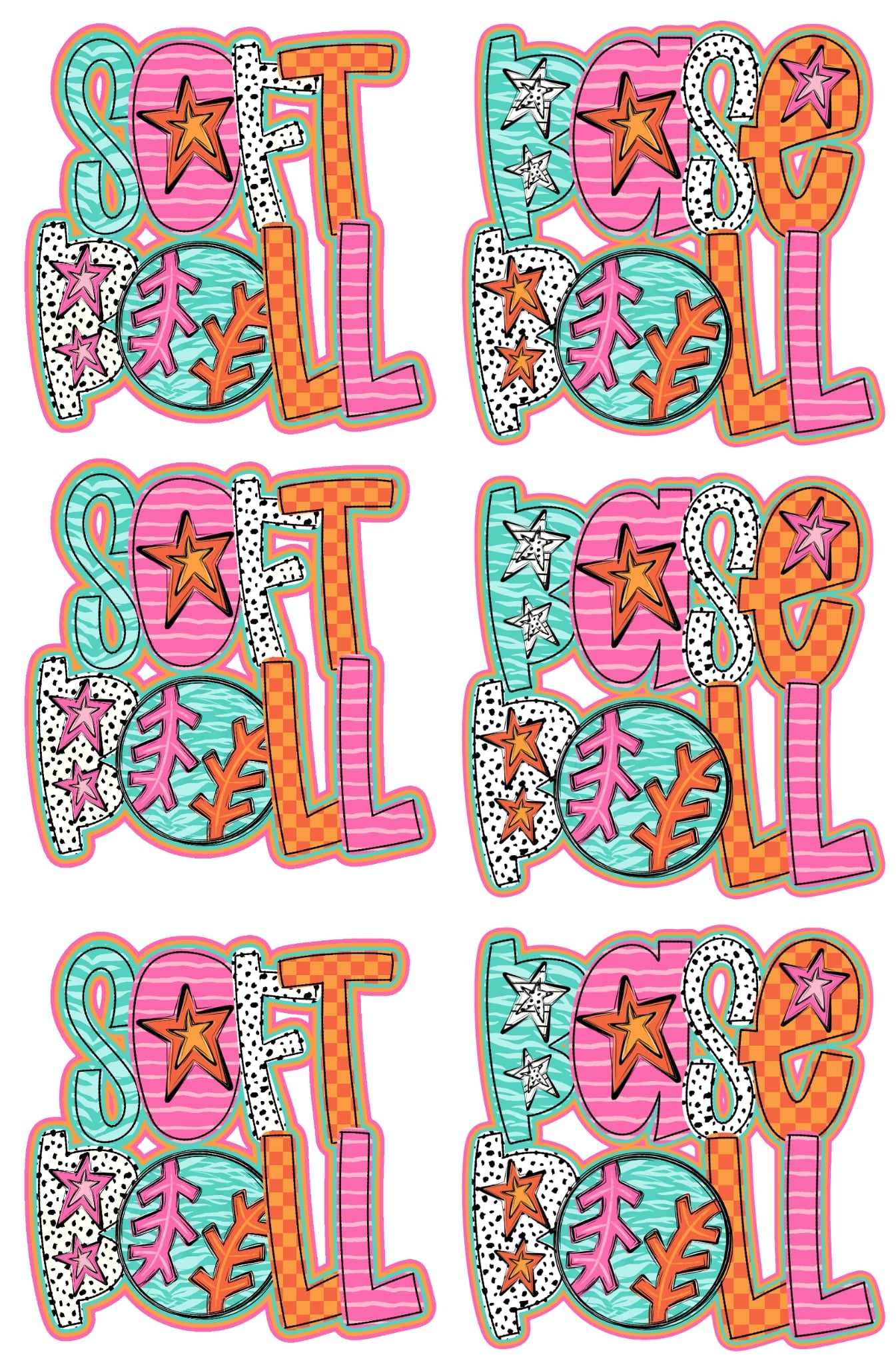 Softball 36-inch premade gang sheet