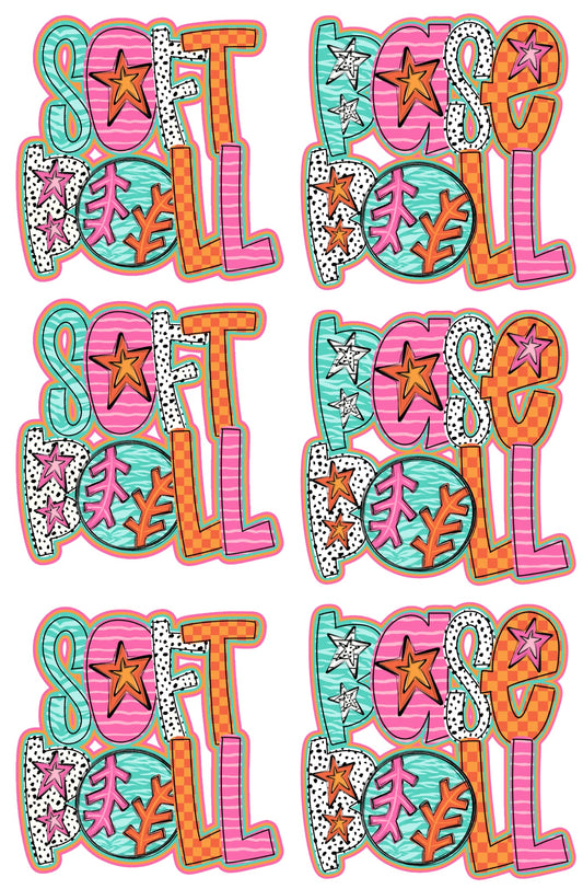 Softball 36-inch premade gang sheet