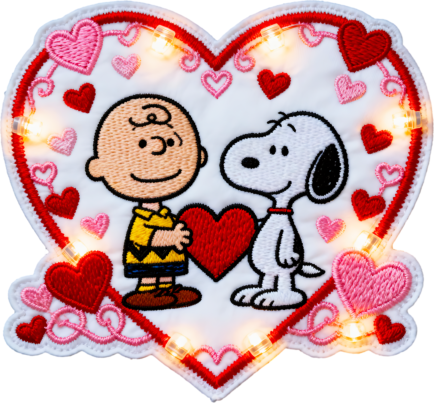 charlie brown snoopy light up heart patch faux