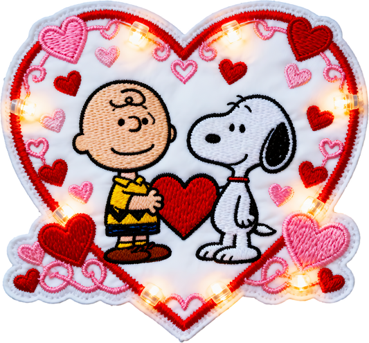 charlie brown snoopy light up heart patch faux