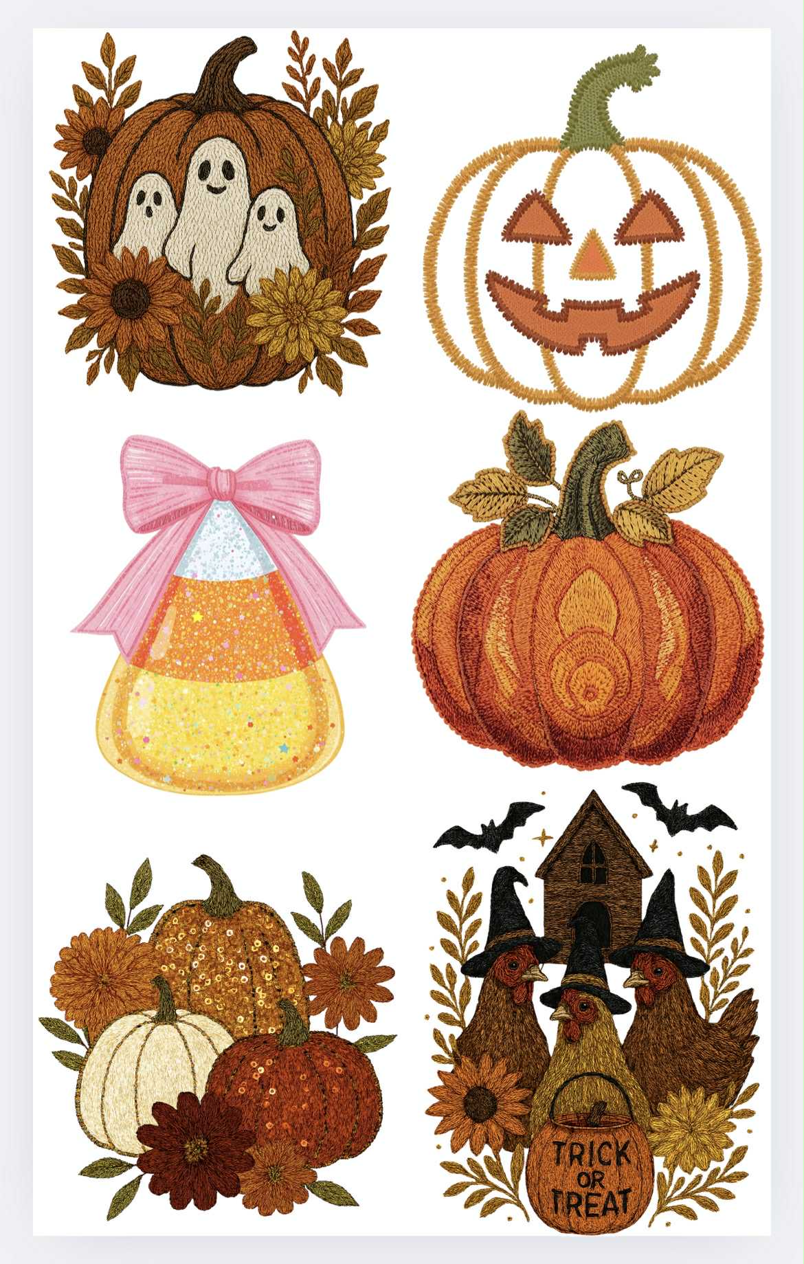 Faux embroidery or sequioned halloween/fall  Premade  36 inch