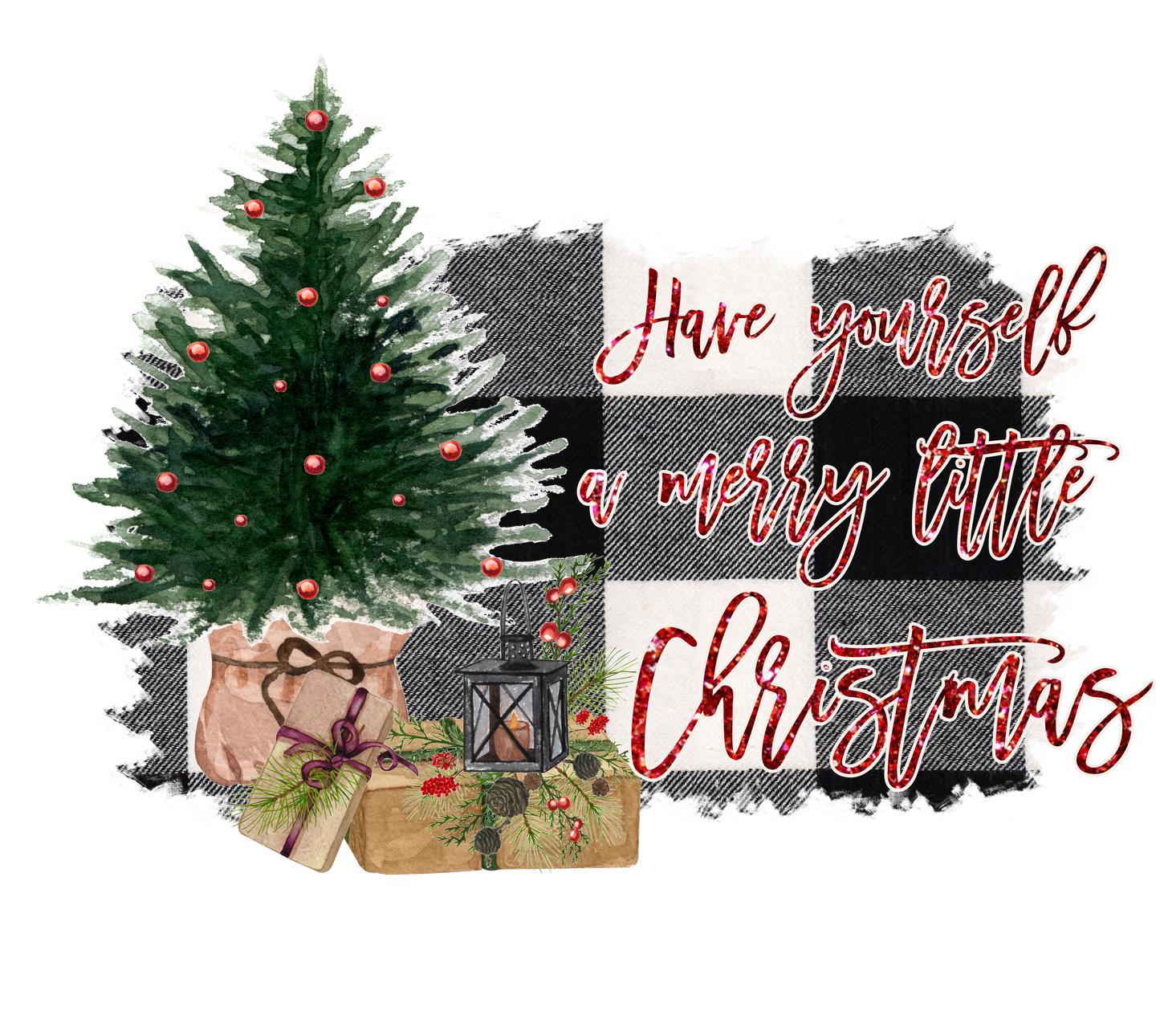merry little xmas rustic buff check bckgrnd