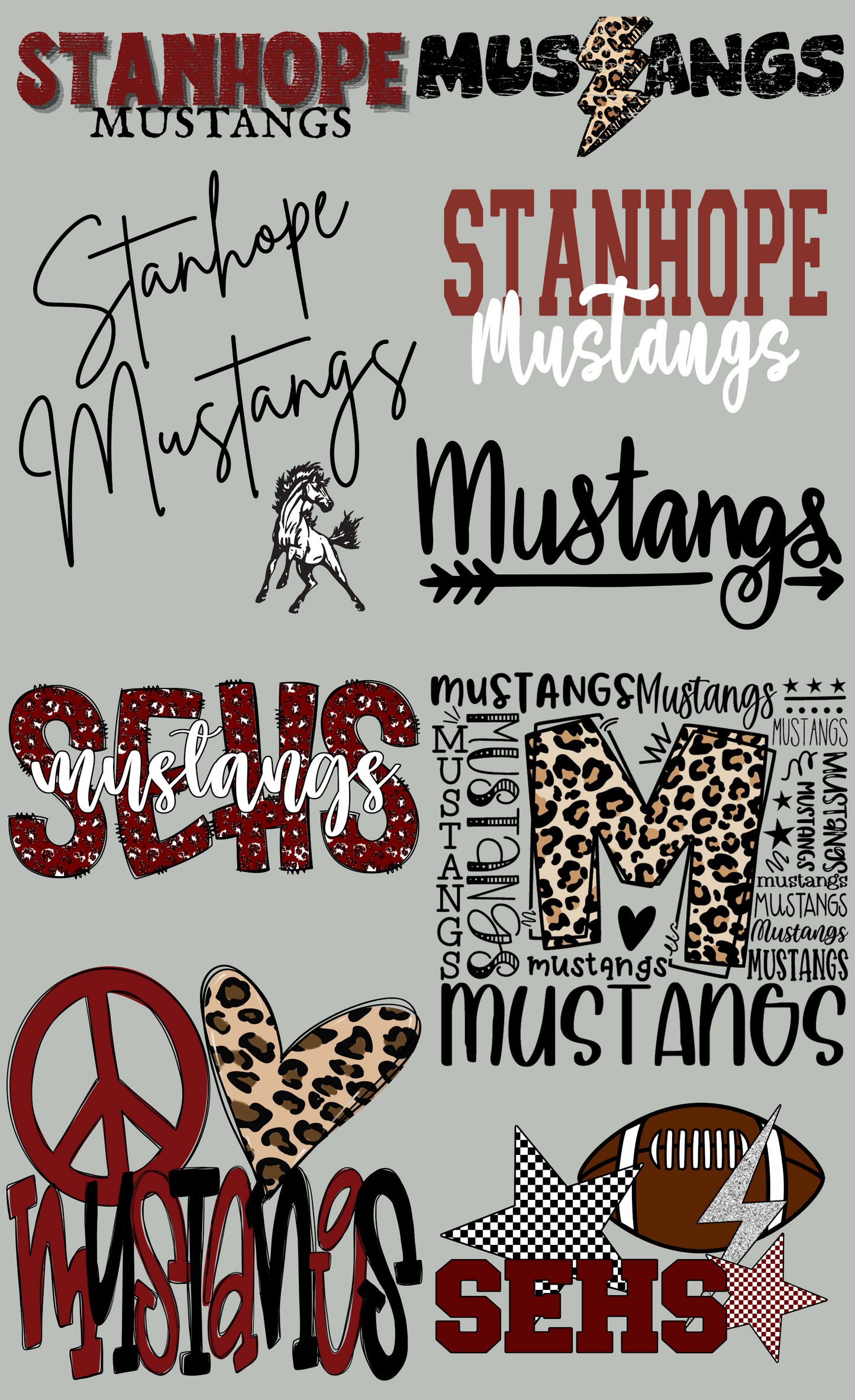 Stanhope Mustangs Mini Premade Gangsheet