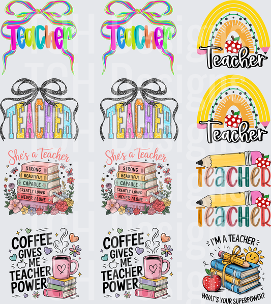 Teacher Appreciation Bundle Sheet Colorful Bow Rainbow Designs