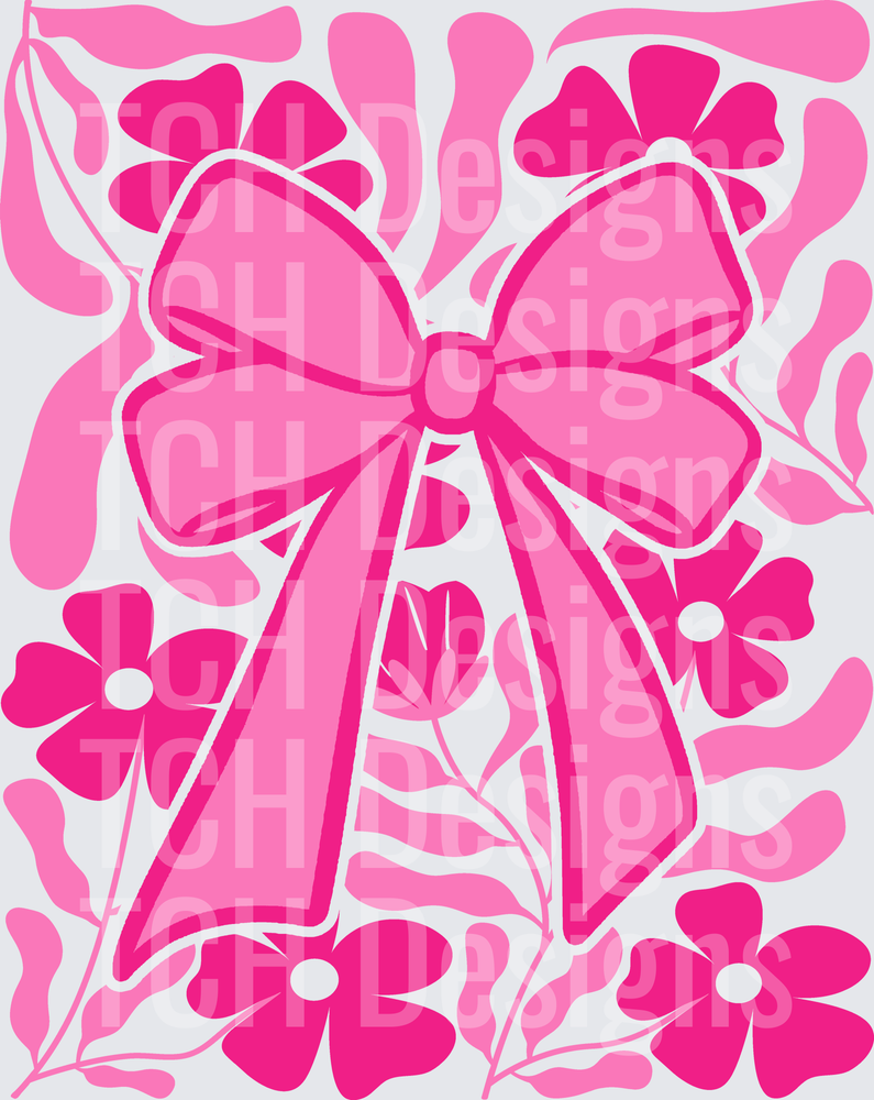 Pink Bow and Flowers