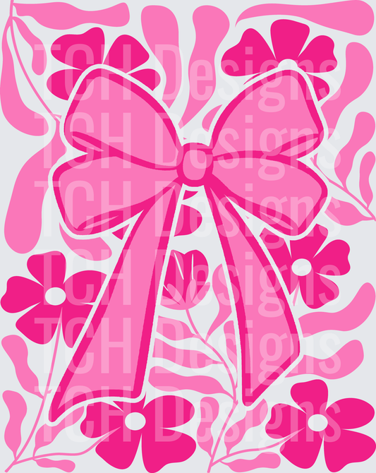 Pink Bow and Flowers