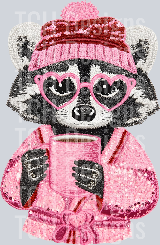 RACOON VALENTINES DAY FAUX SEQUIN EMBROIDERY
