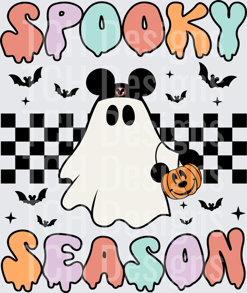 Spooky Season Mickey Mouse Ghost Halloween Pumpkin Bats