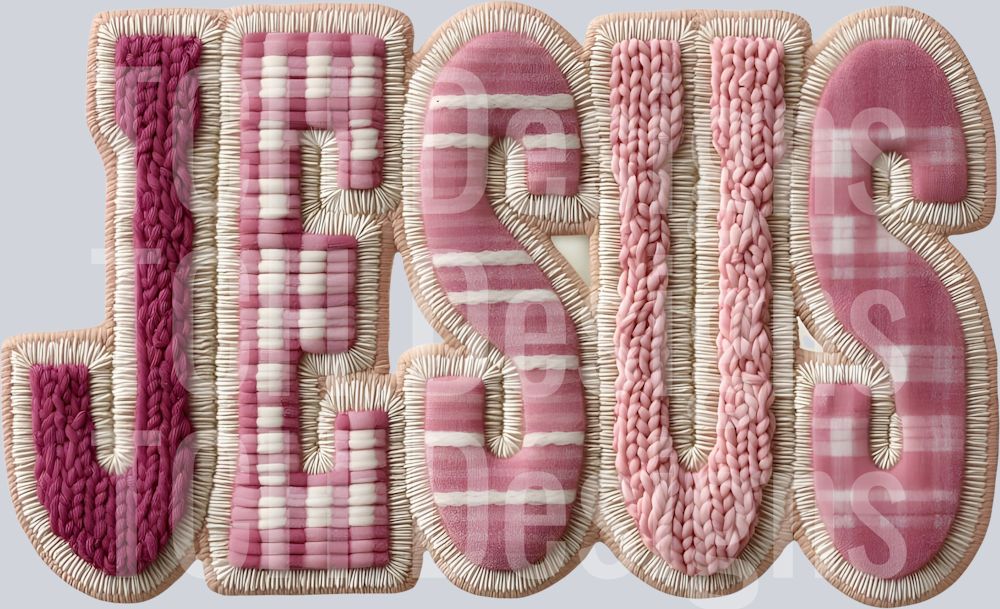 JESUS PINK FAUX EMBROIDERY
