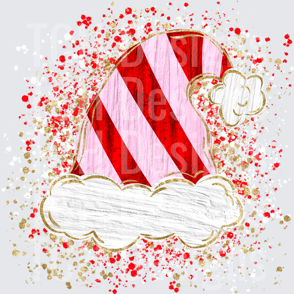 Candy Cane Splatter Santa Hat