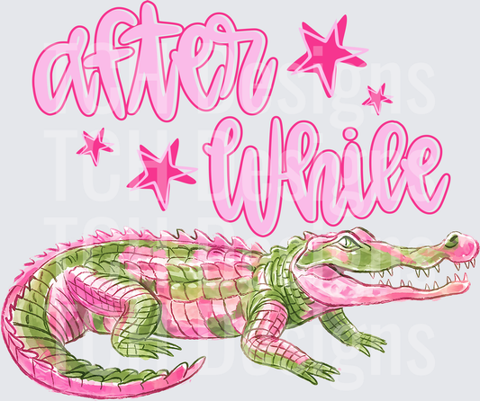 Different While Pink and Green Alligator with Stars