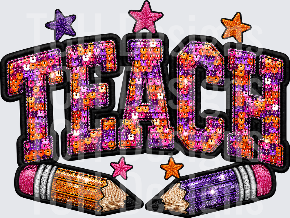 TEACH FAUX SEQUIN