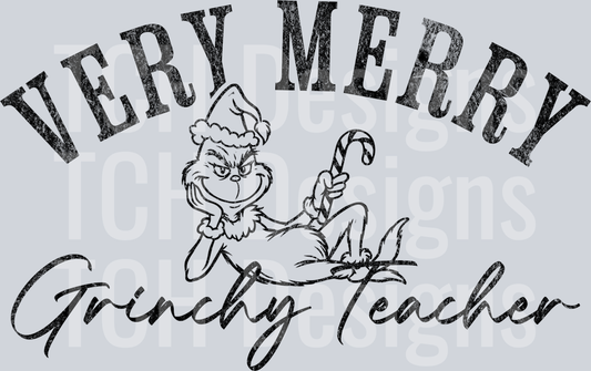 Very merry Grinchy teacher black