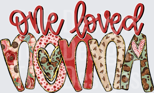 One Loved Momma Floral Leopard Heart Patterned Letters