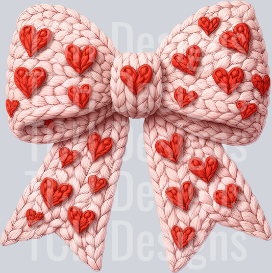 Yarn Heart Bow Png