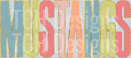Mustangs_Colorful_Distressed_Metallic_Gold