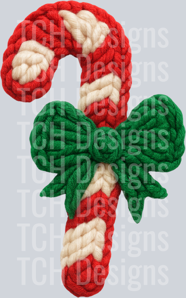 CANDY CANE BOW FAUX YARN