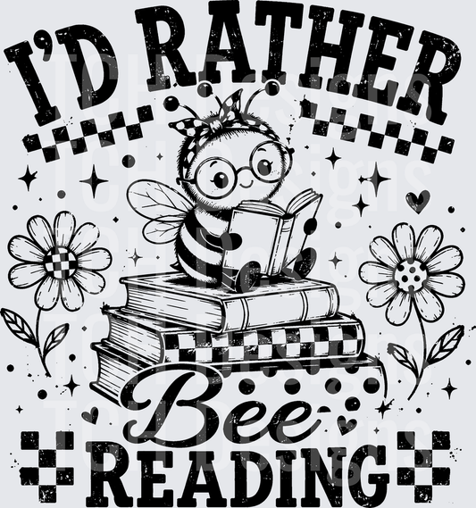 I'd Rather Bee Reading Cute Bookworm Bee Floral Design