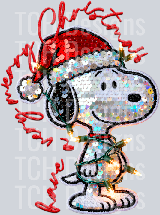 Have a very merry christmas snoopy faux sequin HWDS