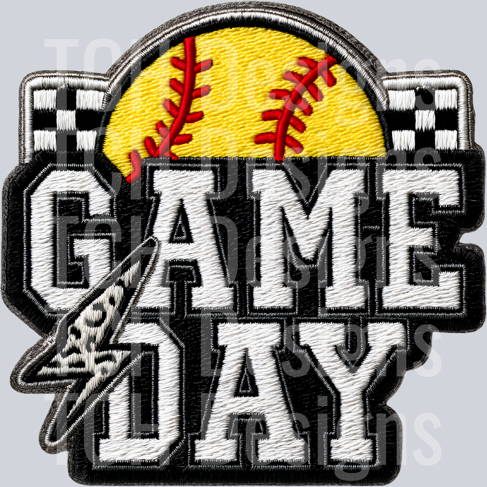 GAME DAY SOFTBALL FAUX EMBROIDERY