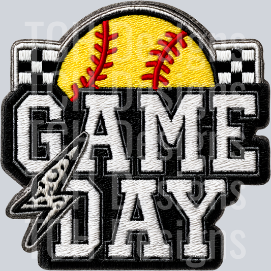 GAME DAY SOFTBALL FAUX EMBROIDERY