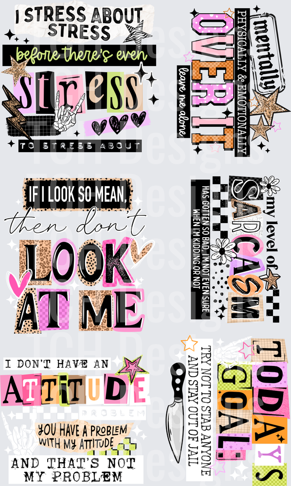 Sassy Mental Health Awareness Quote Collection with Leopard Print and Stars