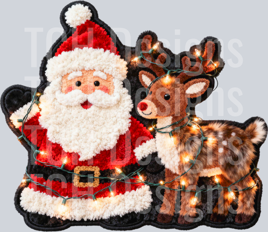 Santa Reindeer Faux light up PNG