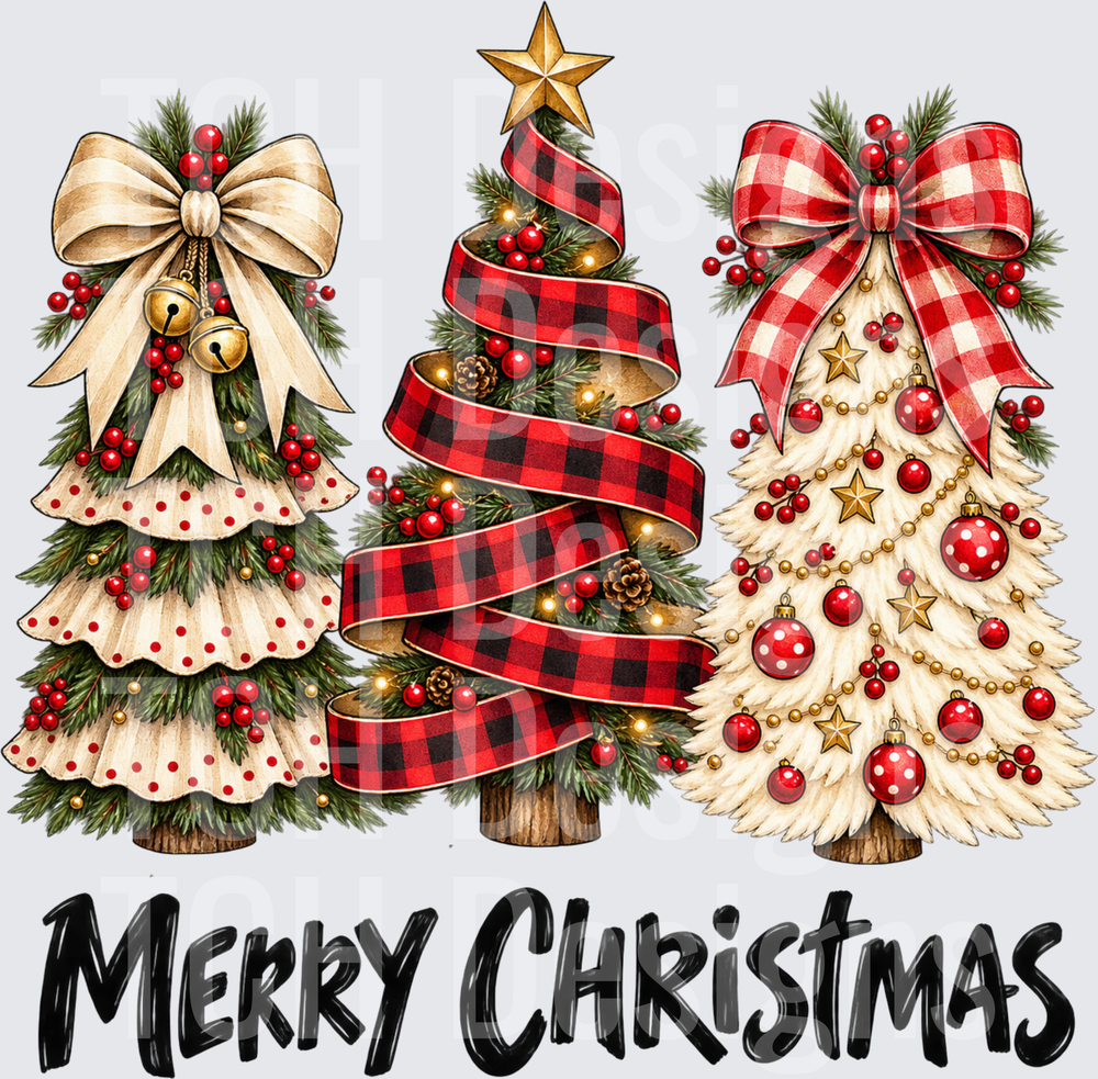 Merry Christmas Ribbon Trees