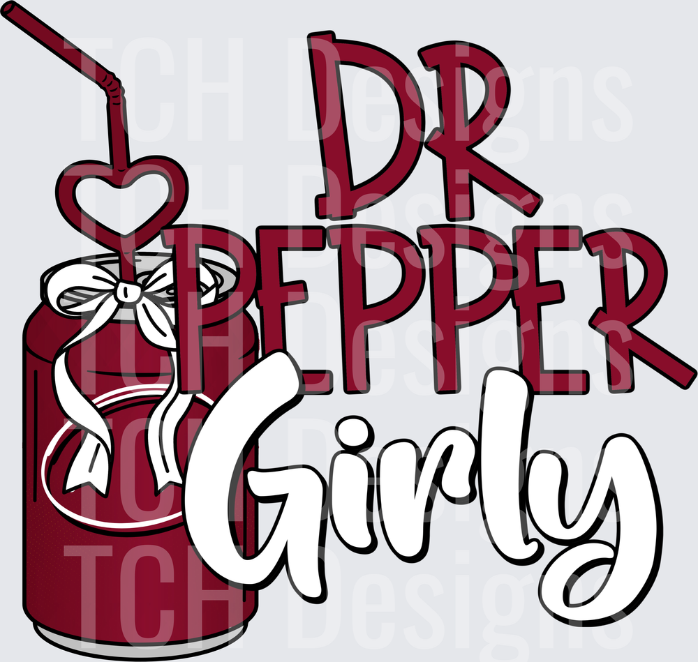 Dr Pepper Girly Can with Heart Straw and Bow