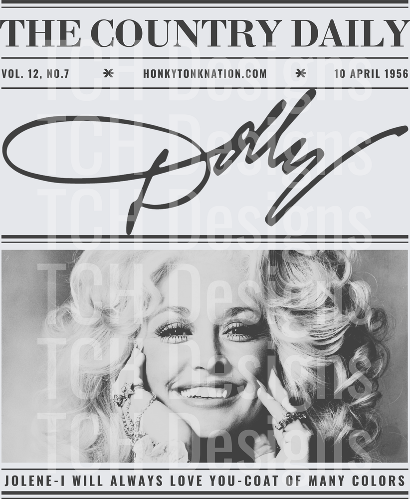 Dolly Parton Country Daily Newspaper Vintage Style
