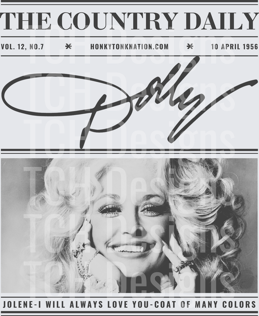 Dolly Parton Country Daily Newspaper Vintage Style