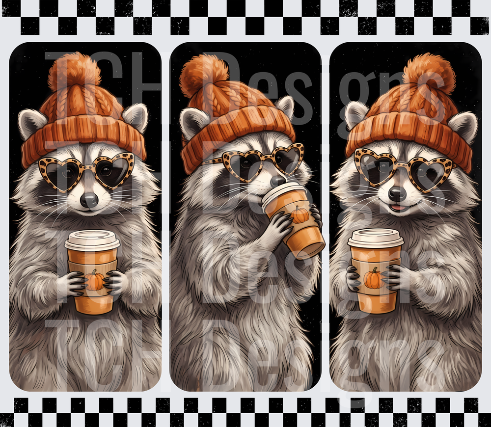 Sassy Raccoon Fall Pumpkin Spice Latte Beanie Sunglasses Trio