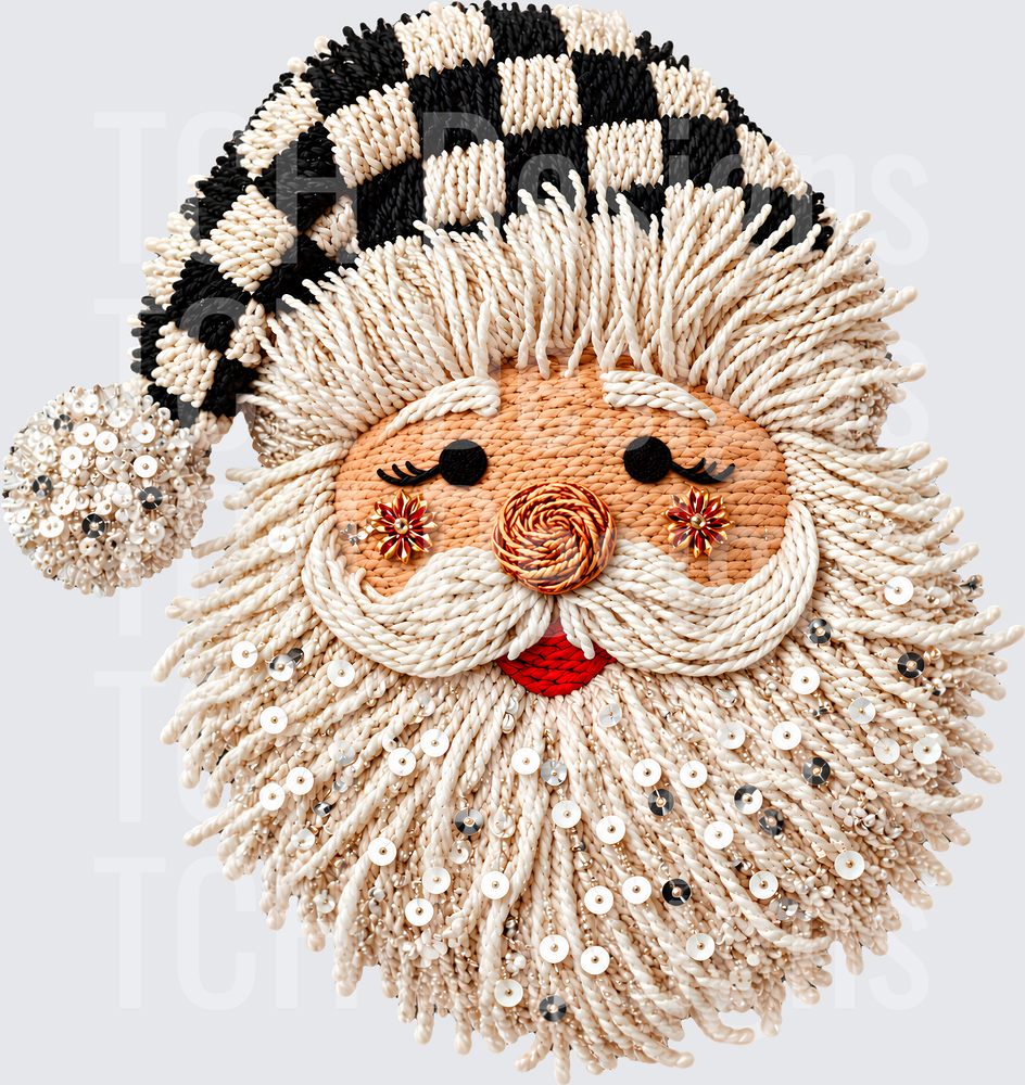 FAUX YARN SANTA CHECKERED HAT