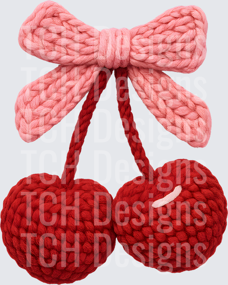 Faux Yarn Bow and Cherry