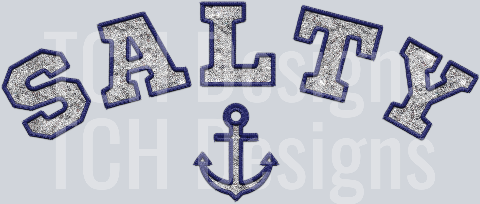 Salty Navy blue faux emb HWDS